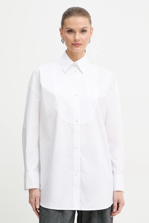 Armani Exchange koszula bawełniana damska kolor biały relaxed z kołnierzykiem klasycznym XW000706 AF12812 - zdjęcie produktu nr 1