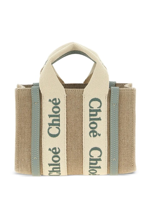 Chloé Woody logo-detail canvas mini bag - Neutrals - zdjęcie produktu nr 1