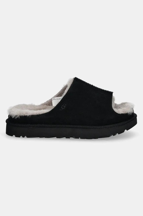 UGG klapki zamszowe Greenport Slide damskie kolor czarny na platformie 1167610-BLK - zdjęcie produktu nr 2