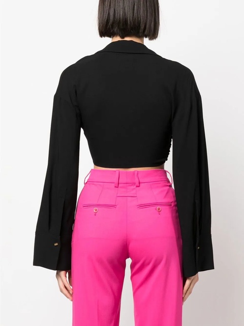 Blumarine twist-detail cropped top - Black - zdjęcie produktu nr 2