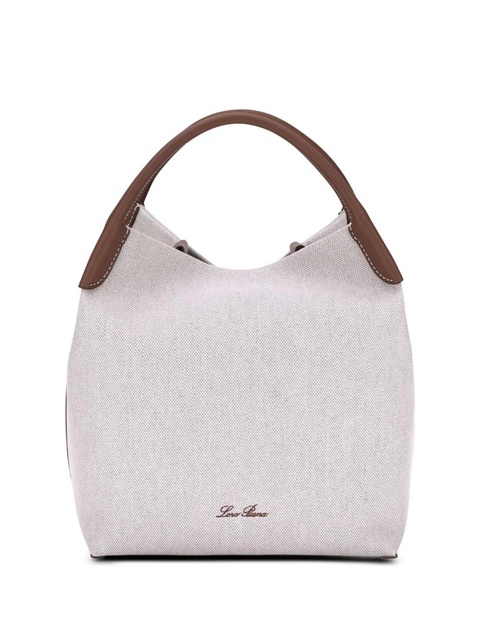 Loro Piana Bale leather-trimmed fabric tote bag - Grey - zdjęcie produktu nr 1
