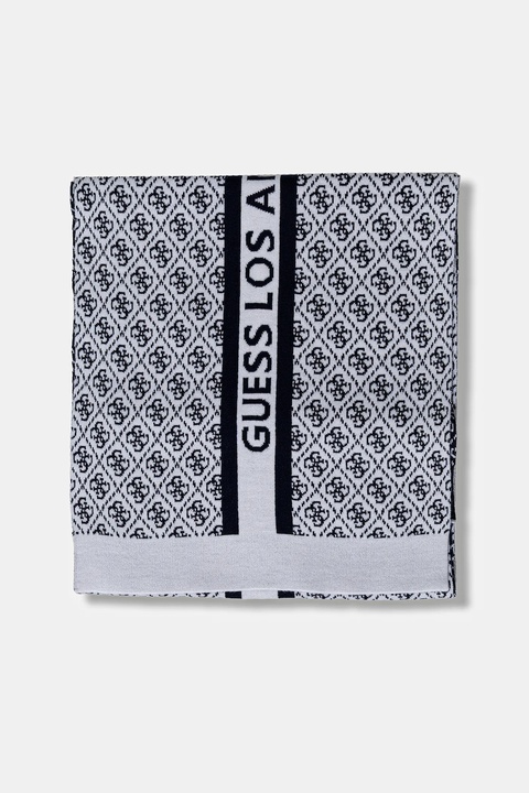 Guess szalik z domieszką wełny SEVYN kolor beżowy wzorzysty W4BZ22 Z3JD2 - zdjęcie produktu nr 1