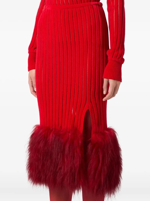 Blumarine ribbed-kit midi skirt - Red - zdjęcie produktu nr 2