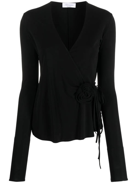 Blumarine long-sleeved wrap shirt - Black - zdjęcie produktu nr 1