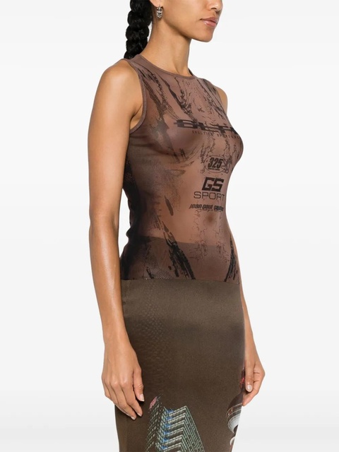 Jean Paul Gaultier x Shayne Oliver body-print mesh top - Brown - zdjęcie produktu nr 2