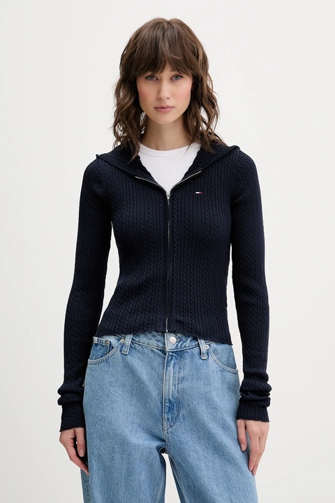 Tommy Jeans kardigan damski kolor granatowy lekki DW0DW21673 - zdjęcie produktu nr 1