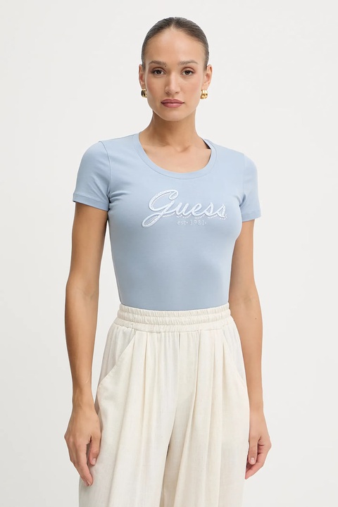 Guess t-shirt damski kolor niebieski W5YI46 J1314 - zdjęcie produktu nr 1