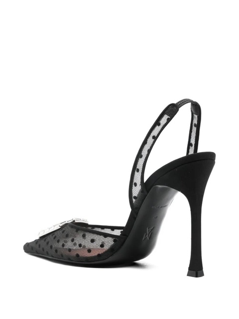 Amina Muaddi 110mm Camelia lace polka-dot sling pump - Black - zdjęcie produktu nr 2