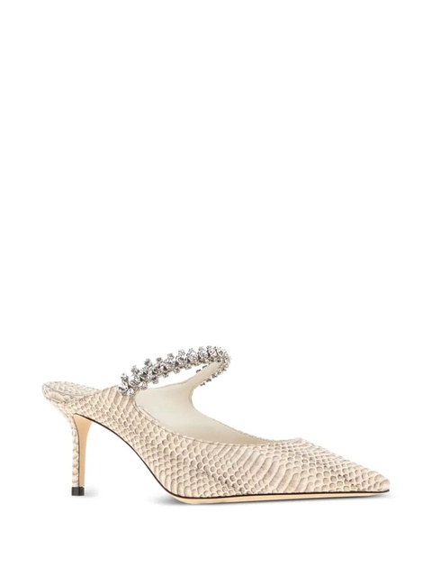 Jimmy Choo 65mm crystal-embellished snakeskin mules - Neutrals - zdjęcie produktu nr 1