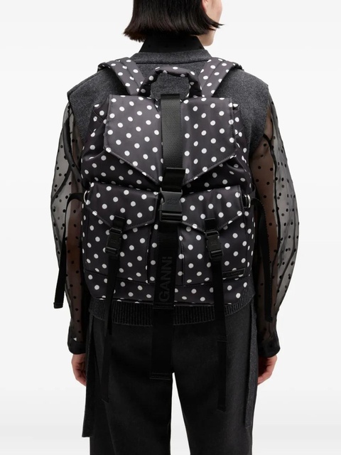 GANNI polka dot buckle backpack - Black - zdjęcie produktu nr 1