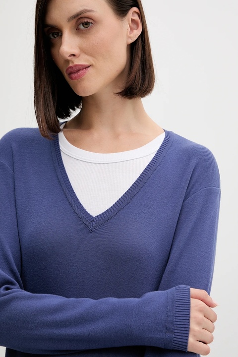 United Colors of Benetton sweter bawełniany kolor granatowy lekki 1091D4625 - zdjęcie produktu nr 2