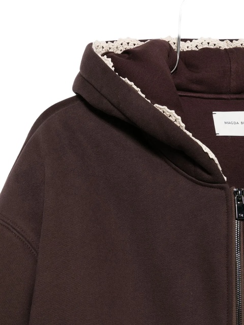 Magda Butrym lace-trimmed zip-up hoodie - Brown - zdjęcie produktu nr 2