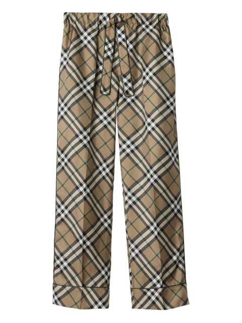 Burberry check silk trousers - Neutrals - zdjęcie produktu nr 1