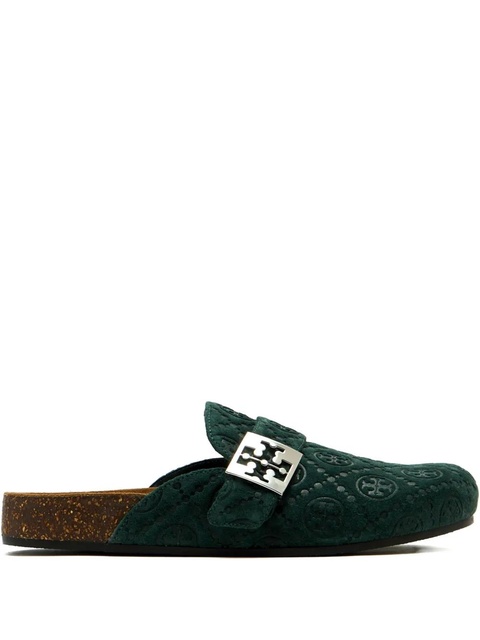 Tory Burch logo-buckle flat mules - Green - zdjęcie produktu nr 1