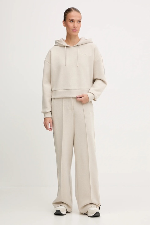 Guess bluza z domieszką wełny MURIEL damska kolor beżowy z kapturem z aplikacją V5BQ14 KCX52 - zdjęcie produktu nr 1