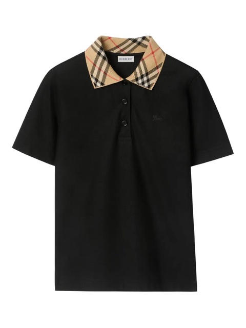 Burberry checked-collar cotton polo shirt - Black - zdjęcie produktu nr 1
