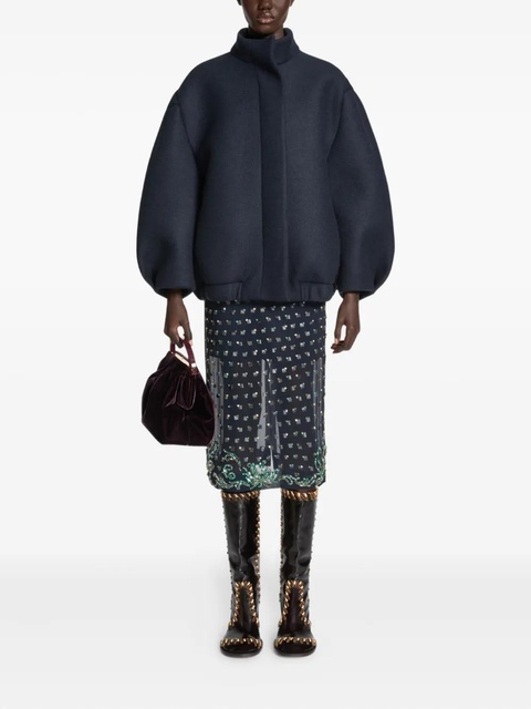 DRIES VAN NOTEN balloon-sleeve high-neck jacket - Blue - zdjęcie produktu nr 2