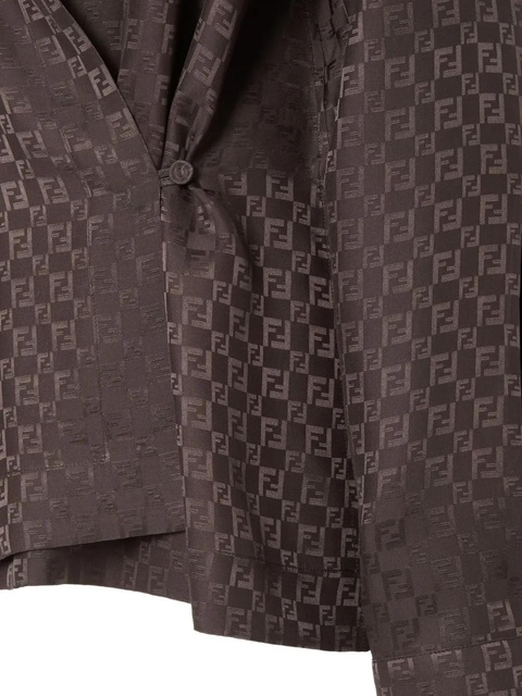 FENDI monogram-pattern silk shirt - Brown - zdjęcie produktu nr 2