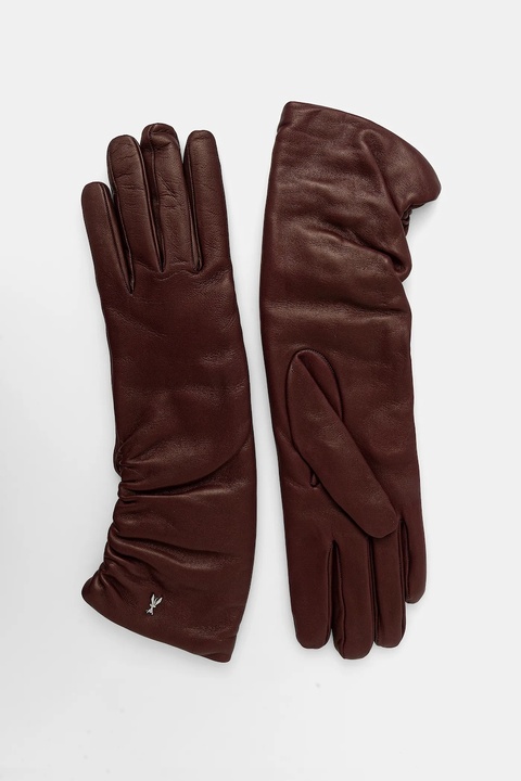 Patrizia Pepe rękawiczki skórzane damskie kolor bordowy 2F0105 L034 - zdjęcie produktu nr 1