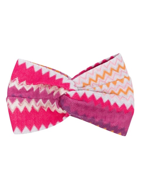 Missoni chevron-stitch cotton blend headband - Pink - zdjęcie produktu nr 2
