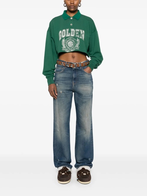 Golden Goose printed cropped polo top - Green - zdjęcie produktu nr 2