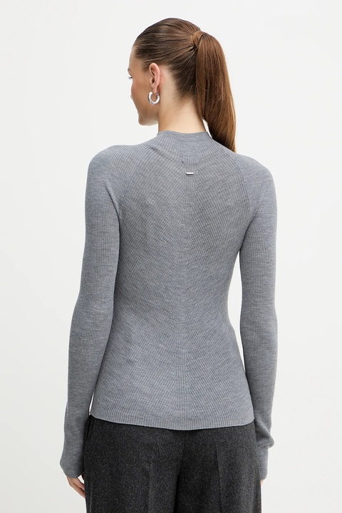 BOSS sweter wełniany damski kolor szary lekki z półgolfem 50549166 - zdjęcie produktu nr 2