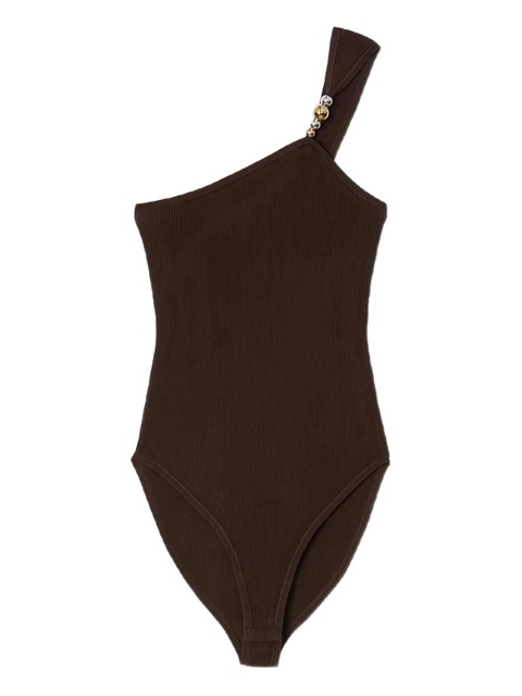 SANDRO bead-detail asymmetric bodysuit - Brown - zdjęcie produktu nr 1