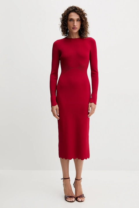 Twinset sukienka kolor czerwony midi prosta 252TP3040 - zdjęcie produktu nr 1