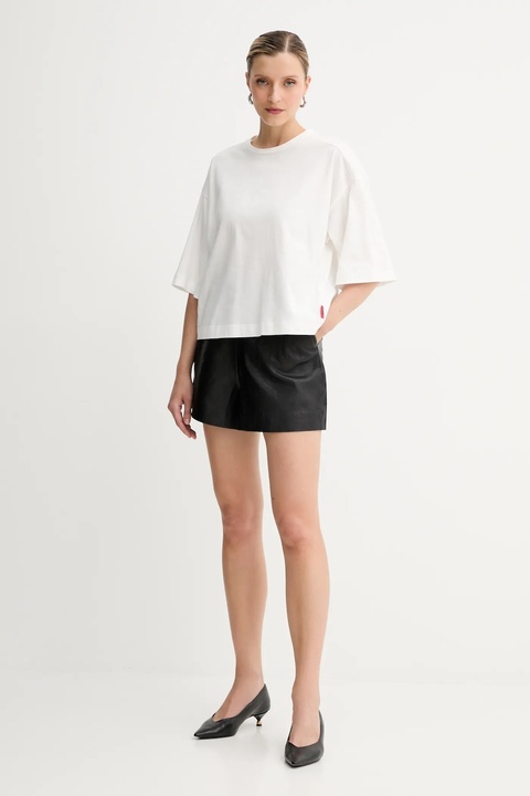 MAX&Co. szorty skórzane damskie kolor czarny gładkie high waist 2526436023200 - zdjęcie produktu nr 2