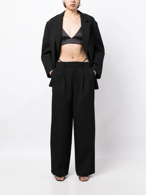 Alexander Wang logo-embellished layered wide-leg trousers - Black - zdjęcie produktu nr 1