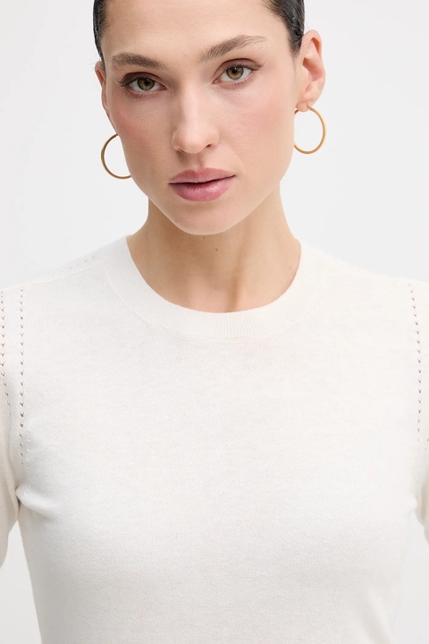 Sisley sweter z dodatkiem wełny damski kolor beżowy lekki 1SBXM106L - zdjęcie produktu nr 1