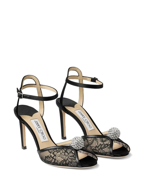 Jimmy Choo 85mm Sacora crystal-detail sandals - Black - zdjęcie produktu nr 2