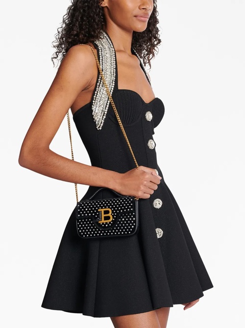 Balmain B-Buzz velvet-effect mini bag - Black - zdjęcie produktu nr 2