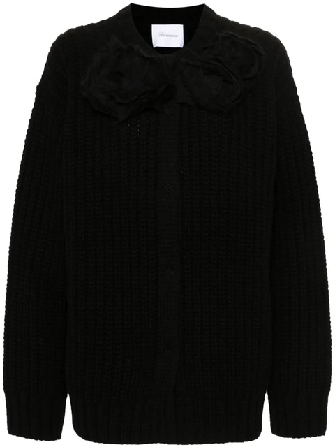 Blumarine floral-appliqué cardigan - Black - zdjęcie produktu nr 1