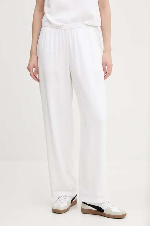 Abercrombie & Fitch spodnie lniane kolor beżowy szerokie high waist KI156-5128 - zdjęcie produktu nr 1