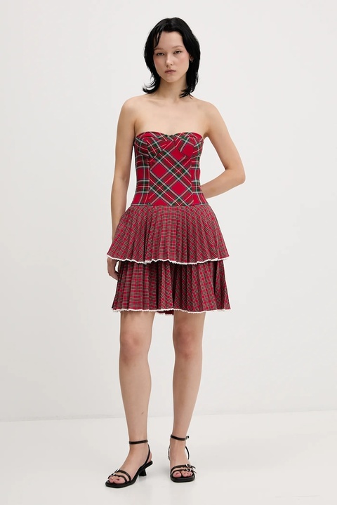 Tommy Jeans sukienka kolor czerwony mini rozkloszowana DW0DW22487 - zdjęcie produktu nr 2