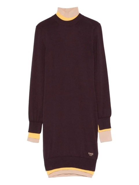 FENDI contrasting-trim dress - Brown - zdjęcie produktu nr 2