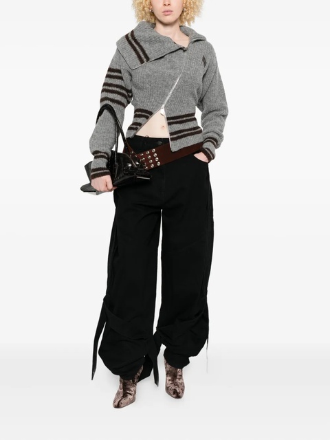 The Attico striped zip-front cardigan - Grey - zdjęcie produktu nr 2