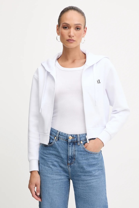 Armani Exchange bluza damska kolor biały z kapturem gładka XW000822 AF10818 - zdjęcie produktu nr 1