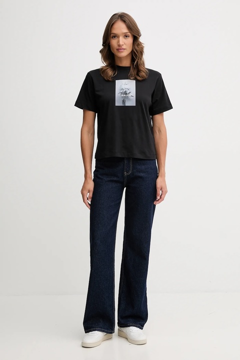 Calvin Klein Jeans t-shirt bawełniany damski kolor czarny LV047D880G - zdjęcie produktu nr 2