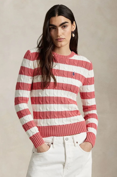 Polo Ralph Lauren sweter bawełniany damski kolor czerwony 211965754 - zdjęcie produktu nr 1