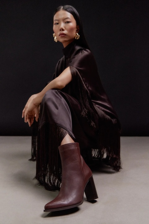 Answear.LAB botki skórzane kolor brązowy na słupku - zdjęcie produktu nr 1