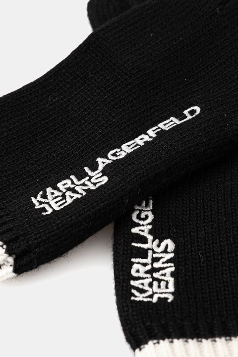 Karl Lagerfeld Jeans rękawiczki z domieszką wełny damskie kolor czarny A4W33090 - zdjęcie produktu nr 2