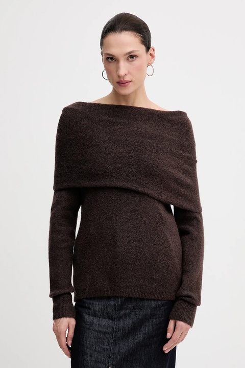 Hoss Intropia sweter z dodatkiem wełny damski kolor brązowy 6382056 - zdjęcie produktu nr 1