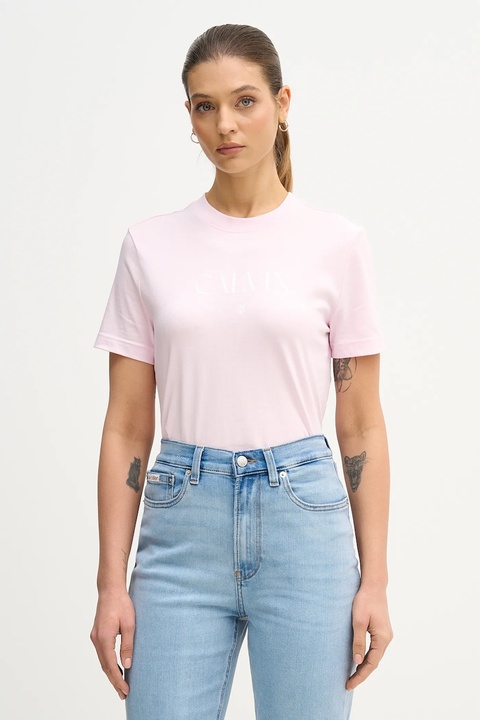 Calvin Klein Jeans t-shirt bawełniany damski kolor różowy LV047E813G - zdjęcie produktu nr 1