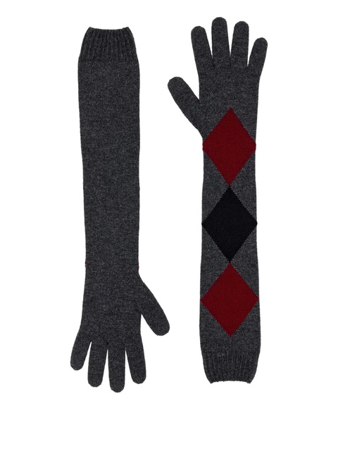 Proenza Schouler argyle-pattern long gloves - Grey - zdjęcie produktu nr 1