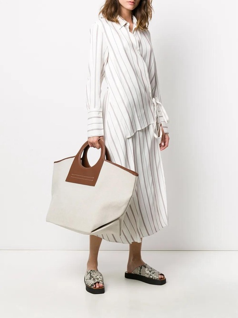 Hereu Cala Leather-Trimmed Large tote bag - Neutrals - zdjęcie produktu nr 2