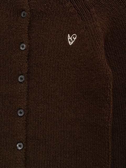Acne Studios heart-embroidered buttoned cardigan - Brown - zdjęcie produktu nr 2