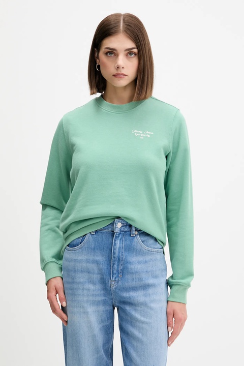 Tommy Jeans bluza bawełniana damska kolor zielony z nadrukiem DW0DW21960 - zdjęcie produktu nr 1