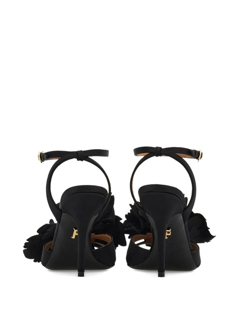 Ferragamo flower-embellished heeled sandals - Black - zdjęcie produktu nr 2